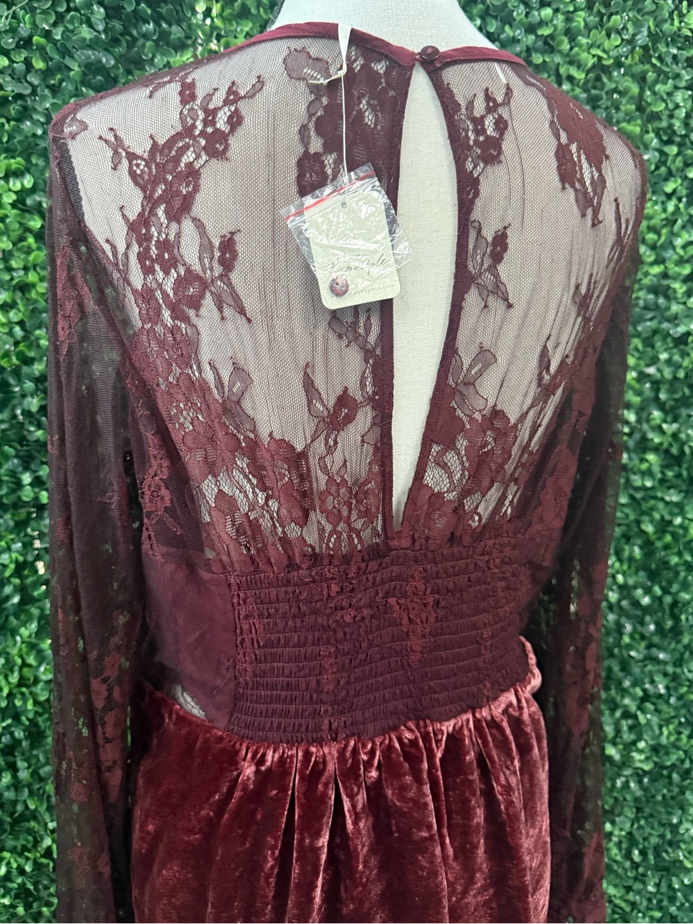 Free People Lace Velvet Skater Dress - Burgundy - Picture 7 of 10